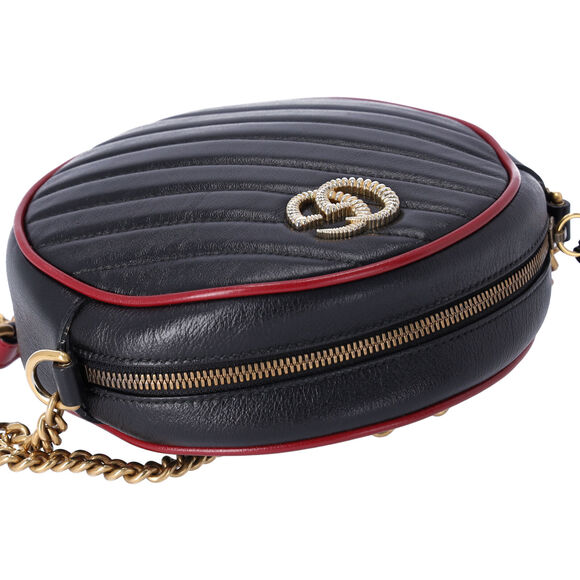 Gucci Mini Torchon GG Marmont Round Crossbody Bag Black - Picture 4 of 9